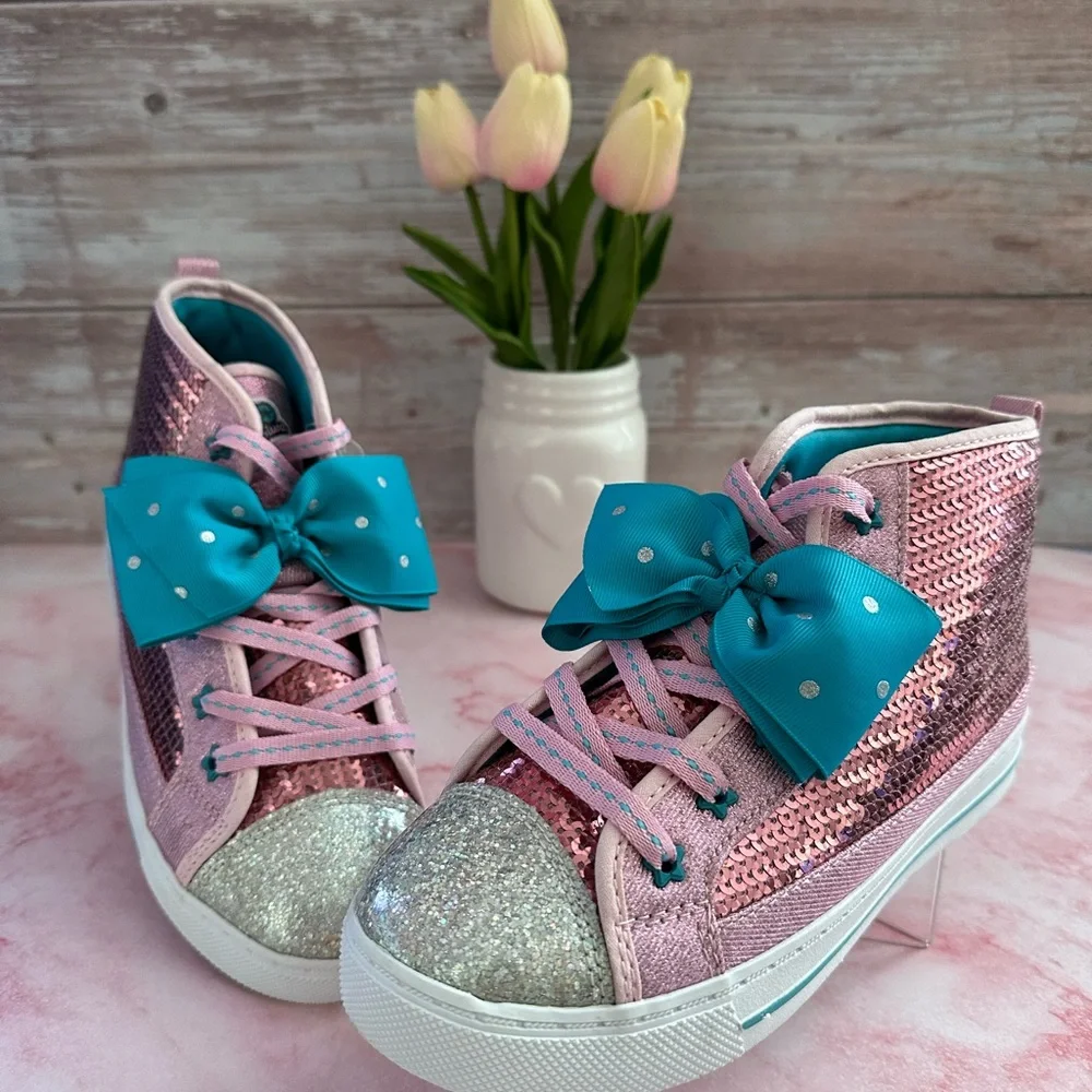 💠 JoJo Siwa Shoes - Girls Pink Sequined High Top Sneakers💠 - Picture 6 of 8